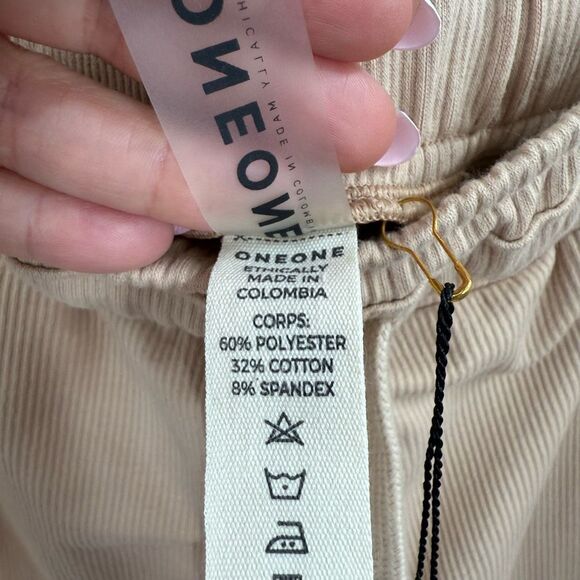 OneOne Women’s Medium Tan Ribbed Jogger Pants New - Picture 5 of 7